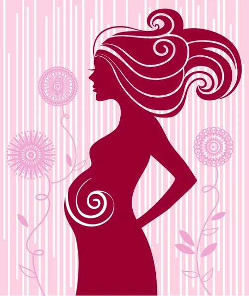 Těhotná Žena Květinách — Stockový vektor