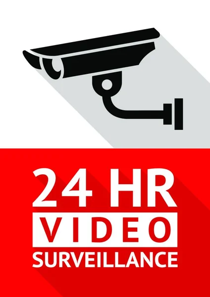Videoüberwachungsaufkleber Videoüberwachungsaufkleber Vektor Abbildung Zum Drucken — Stockvektor