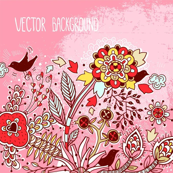 Vektor Floralen Hintergrund Mit Fantasie Bunte Pflanzen — Stockvektor