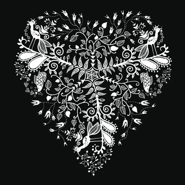 Coeur Floral Vecteur Abstrait — Image vectorielle