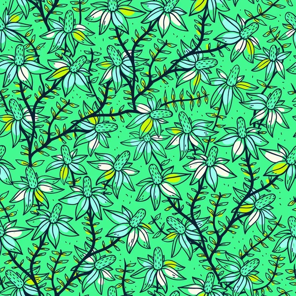 Motif Floral Vectoriel Sans Couture Avec Camomille Fleurie — Image vectorielle