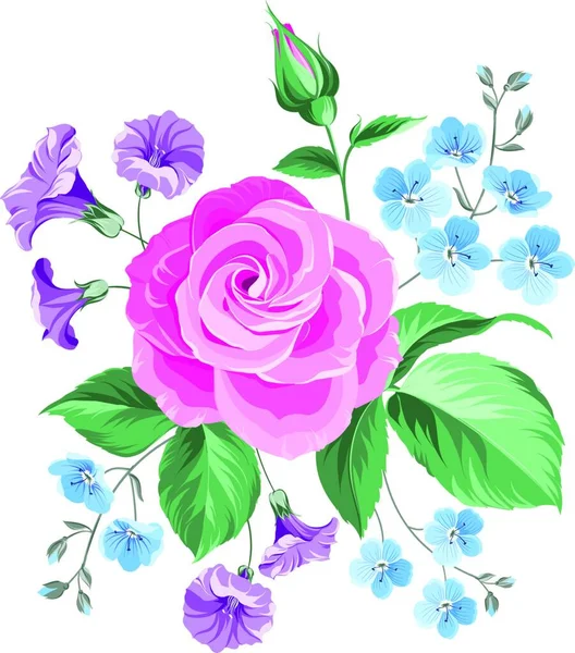 Handgezeichnete Rose Isoliert Auf Weißem Hintergrund Vektorillustration — Stockvektor