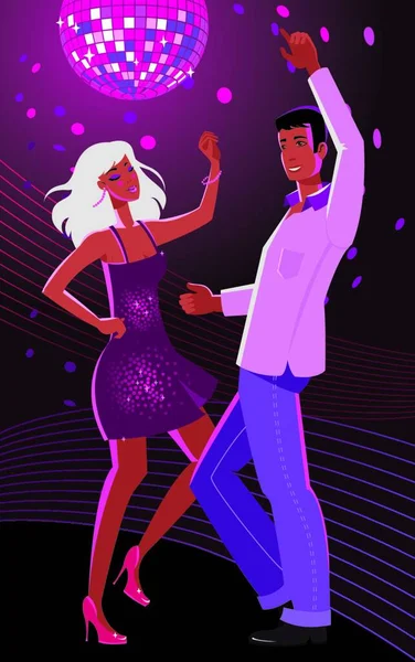 Illustratie Van Jongen Meisje Dansen Disco — Stockvector