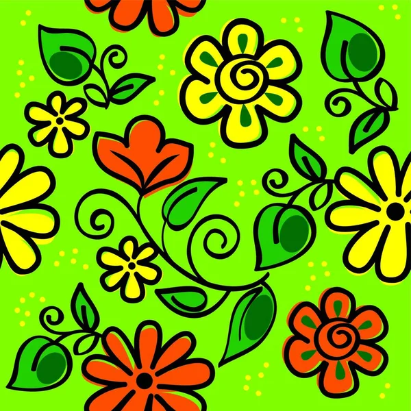 Квітковий Орнамент Векторна Ілюстрація Літнього Фону — стоковий вектор