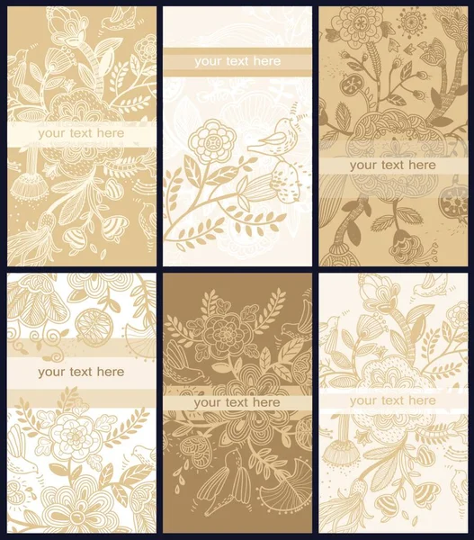 Vector Conjunto Tarjetas Florales — Archivo Imágenes Vectoriales