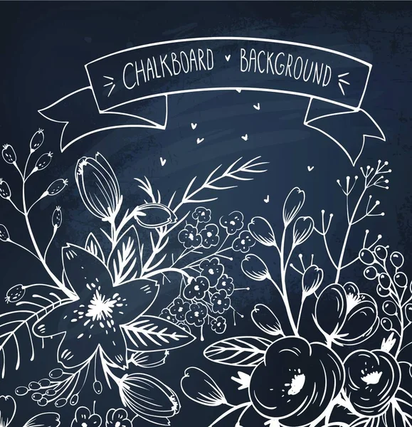 Chalkboard Διάνυσμα Floral Φόντο — Διανυσματικό Αρχείο