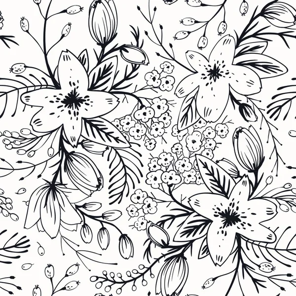 Patrón Sin Costura Floral Vectorial — Archivo Imágenes Vectoriales