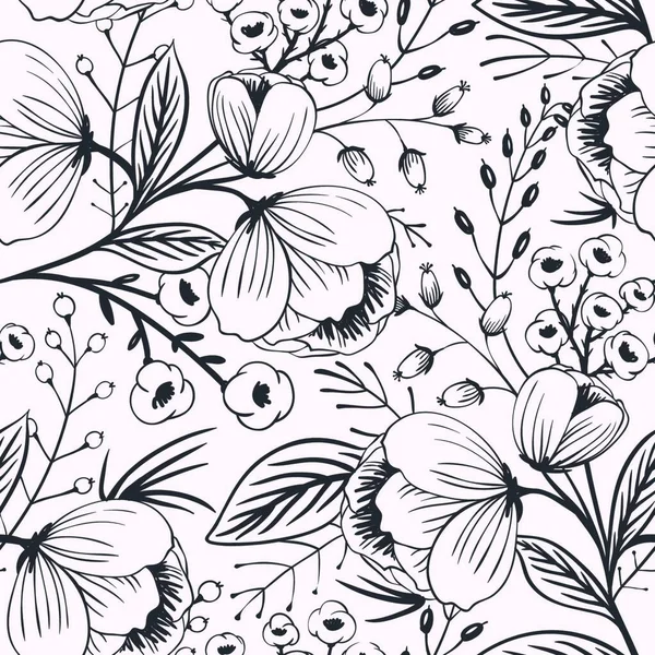 Motif Floral Vectoriel Sans Couture Avec Des Roses Vintage — Image vectorielle