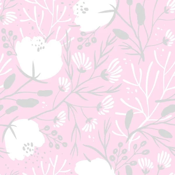 Motif Floral Vectoriel Sans Couture Avec Des Coquelicots Blancs Fleurs — Image vectorielle