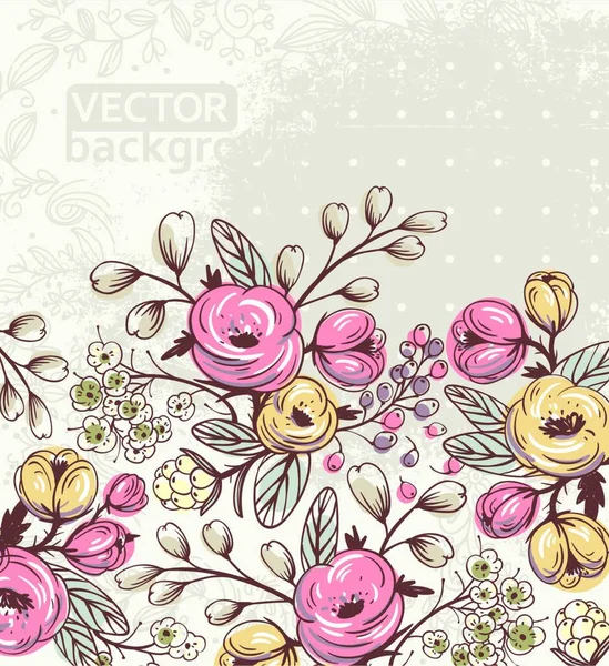 Vector Bloemen Achtergrond Met Bloeiende Vintage Bloemen — Stockvector