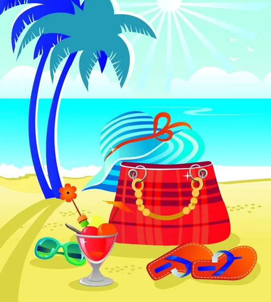 Sommer Objekte Strand Hintergrund — Stockvektor