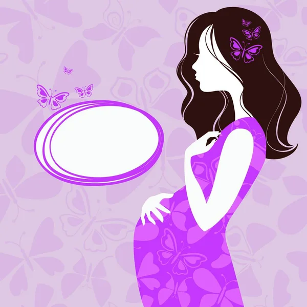 Silhouette Einer Schwangeren Frau — Stockvektor
