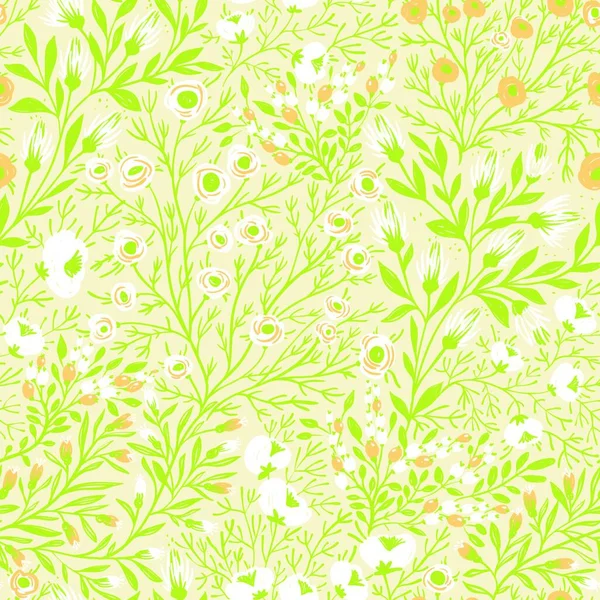 Vector Floral Patrón Sin Costuras Con Flores Verano — Vector de stock