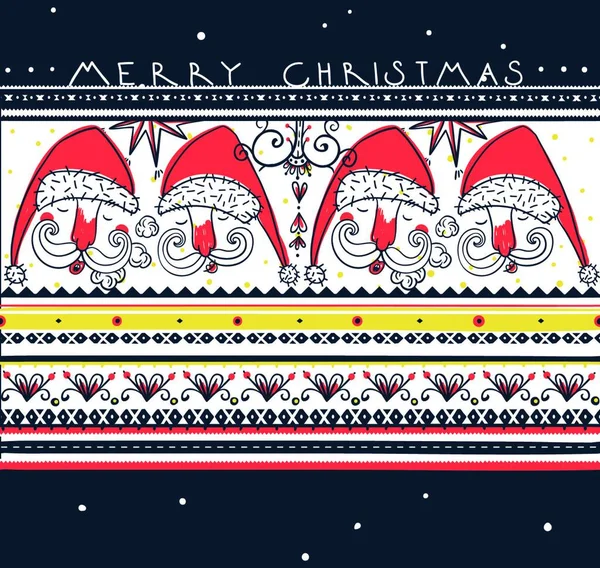 Vektor Weihnachtskarte Mit Weihnachtsmann Und Trachtenschmuck — Stockvektor