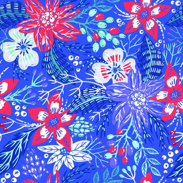 Vector Floral Patrón Sin Costuras Con Flores Coloridas Abstractas — Archivo Imágenes Vectoriales