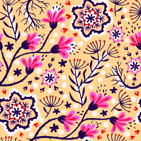 Motif Floral Vectoriel Sans Couture Avec Des Fleurs Abstraites — Image vectorielle