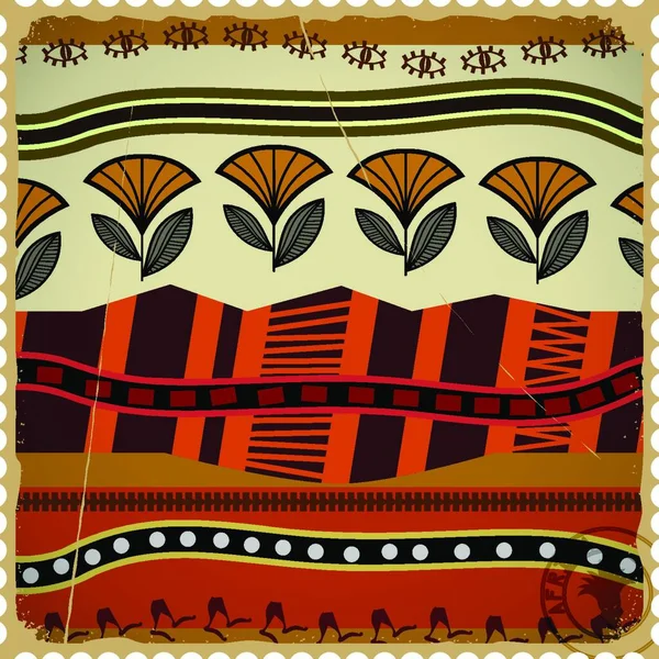 Sello Postal Abstracto Con Textura Africana — Archivo Imágenes Vectoriales