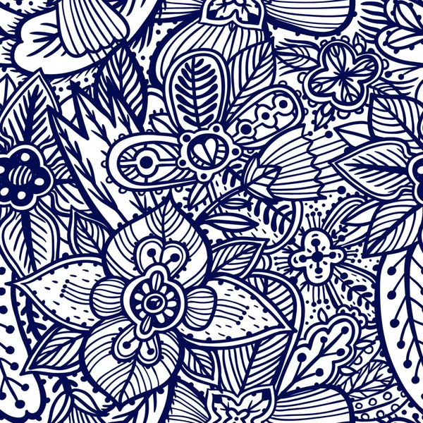 Vektor Florales Nahtloses Muster Mit Abstrakten Handgezeichneten Blumen — Stockvektor