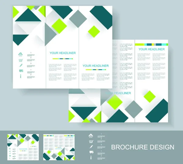 Modello Brochure Vettoriale Con Elementi Verdi Grigi Eps — Vettoriale Stock