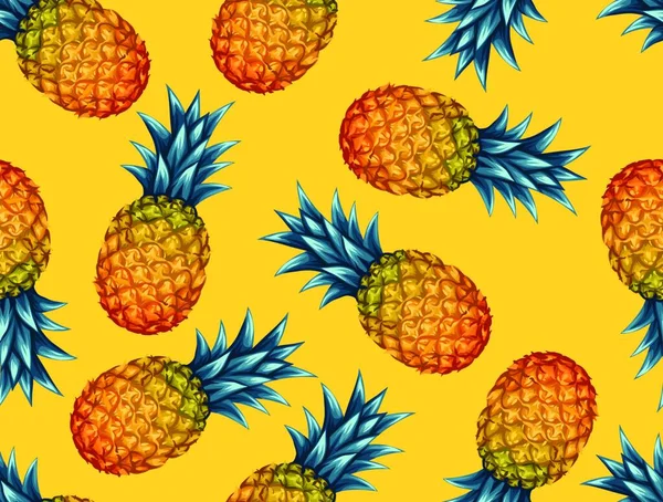 Seamless Pattern Pineapples Tropical Abstract Background Retro Style Easy Use — Stock Vector