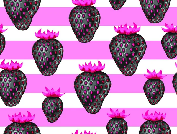 Abstract Pattern Senza Cuciture Con Fragole Stile Pop Art Abstract — Vettoriale Stock