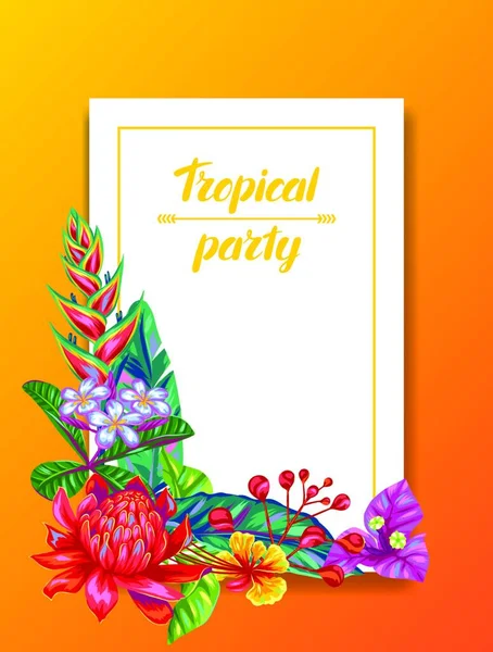 Zaproszenie Tajlandii Kwiaty Tropikalne Rośliny Wielokolorowe Liście Pąki — Wektor stockowy