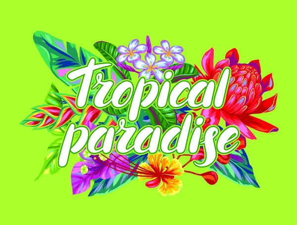 Imprimer Avec Des Fleurs Thaïlande Plantes Feuilles Bourgeons Multicolores Tropicaux — Image vectorielle