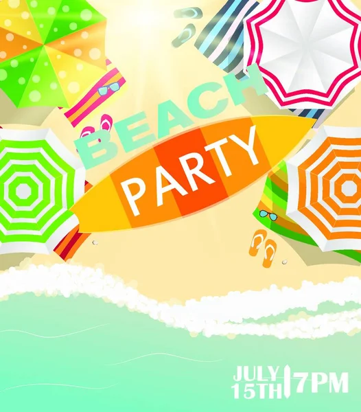 Plaża Summer Party Ilustracja Wektora Plakatu Eps10 — Wektor stockowy