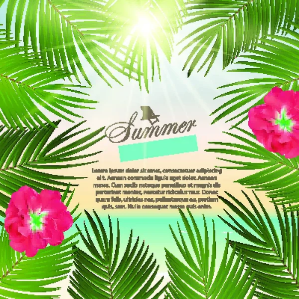 Summer Time Palm Leaf Vector Background Illustration Eps10 — Stock Vector