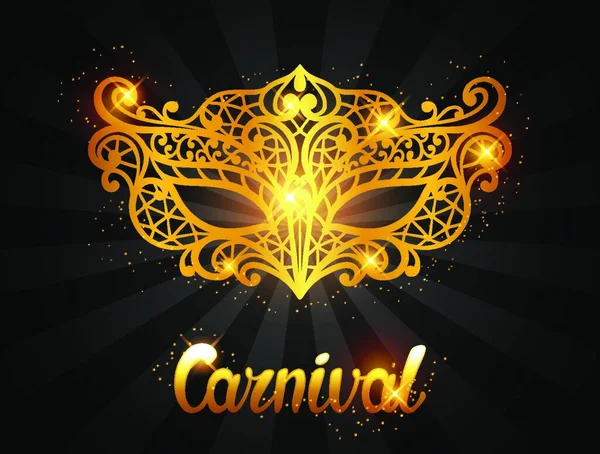 Καρναβάλι Πρόσκληση Κάρτα Χρυσή Δαντελένια Μάσκα Φόντο Πάρτι Εορτασμού Καρναβάλι — Διανυσματικό Αρχείο