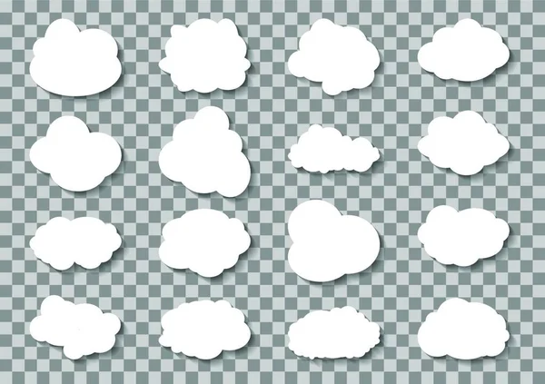 Conjunto Diferentes Nube Sobre Fondo Transparente Ilustración Vectorial Eps10 — Vector de stock