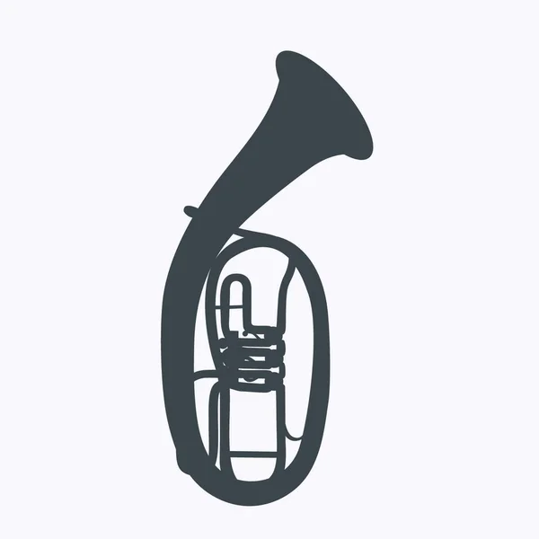 Widely Menzurny Brass Instrument Tube Vector Illustration Eps10 — Stock Vector