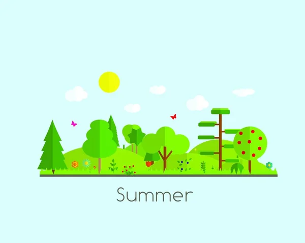 Summer Time Background Modern Flat Design Vector Illustration Eps10 — Stock Vector