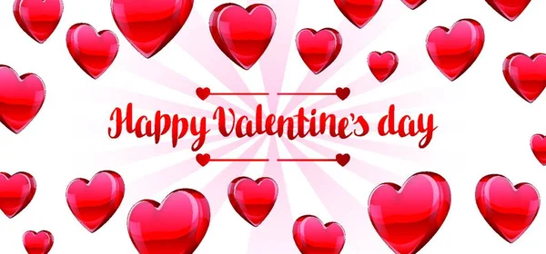 Kırmızı Gerçekçi Kalpli Sevgililer Günü Afişi Mutlu Sevgililer Günü Pankartları — Stok Vektör