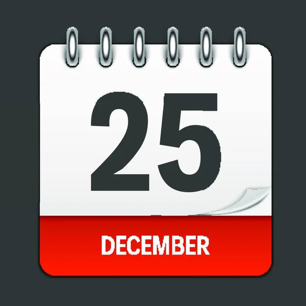 December Calendar Daily Icon Vector Illustration Emblem Element Design Decoration — Stock Vector