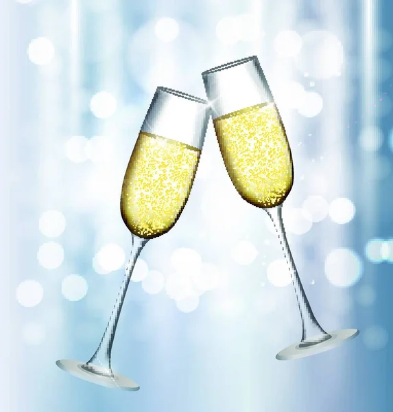 Glass Champagne Glossy Bakgrunn Eps10 Vektorbelysning – stockvektor