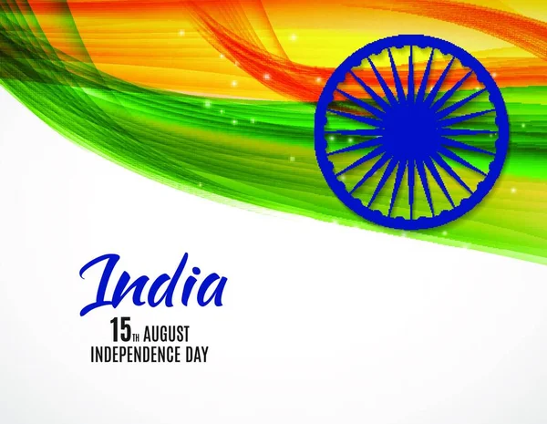 Indyjski Dzień Niepodległości Tle Fal Koła Ashoka Ilustracja Wektora Eps10 — Wektor stockowy