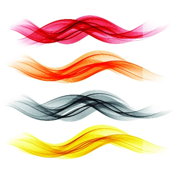 抽象的な色波のベクトルセット 煙透明波状のデザイン 抽象的な色波煙のセット透明波状のデザイン — ストックベクタ