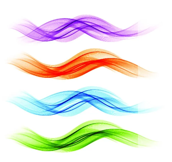 抽象彩色波的矢量集 烟熏透明波浪形设计 一套抽象色波烟雾透明波浪形设计 — 图库矢量图片
