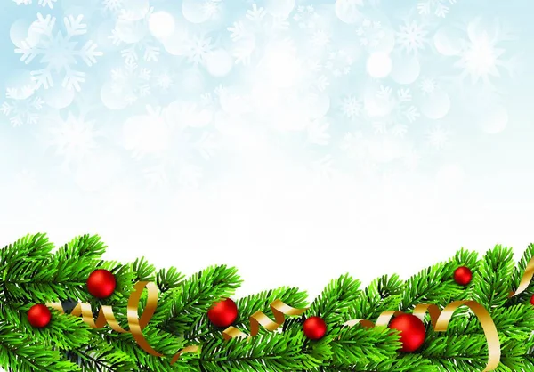 Різдвяно Зелені Соснові Гілки Червоні Сукні Векторні Ілюстрації Різдвяно Зелена — стоковий вектор