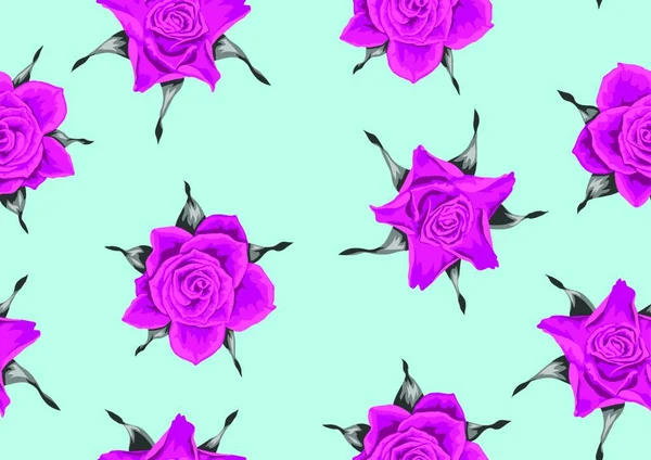 Απρόσκοπτη Μοτίβο Ροζ Τριαντάφυλλα Όμορφα Διακοσμητικά Λουλούδια Απρόσκοπτη Μοτίβο Ροζ — Διανυσματικό Αρχείο