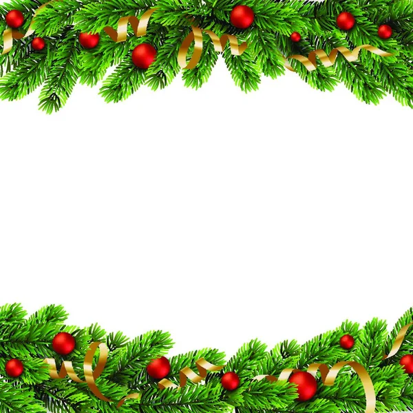 Рождественские Зеленые Сосновые Ветви Красные Сосны Векторная Иллюстрация Рождественские Зеленые — стоковый вектор