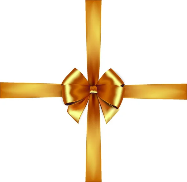 Glänsande Gyllene Sidenband Vektor Isolera Guld Båge För Design Hälsning — Stock vektor