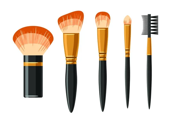 Set Brushes Make Illustration Object White Background Flat Design Style — Stock Vector