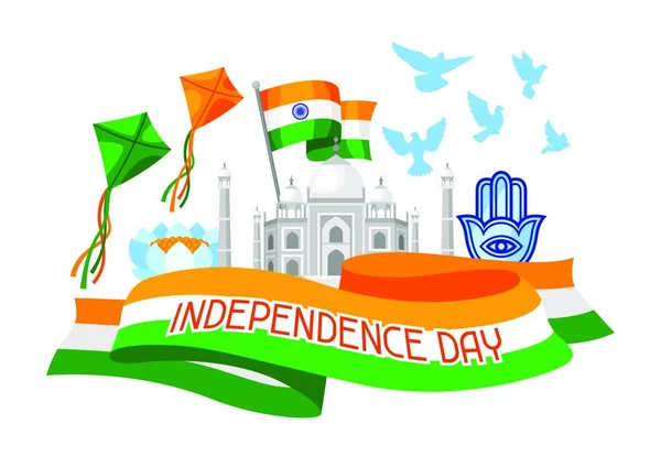 Carte Vœux Pour Fête Indépendance Inde Célébration Août Carte Vœux — Image vectorielle