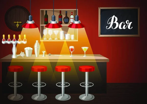 Comptoir Bar Dans Pub Une Boîte Nuit Illustration Intérieur Avec — Image vectorielle