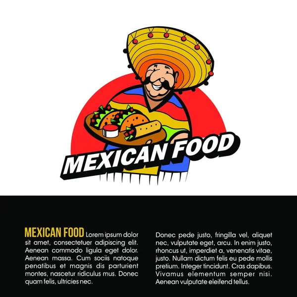 Ein Lustiger Mexikaner Einem Gestreiften Poncho Und Einem Großen Mexikanischen — Stockvektor