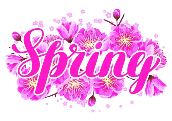 Fundo Primavera Com Sakura Flor Cereja Ornamento Japonês Floral Flores —  Vetores de Stock