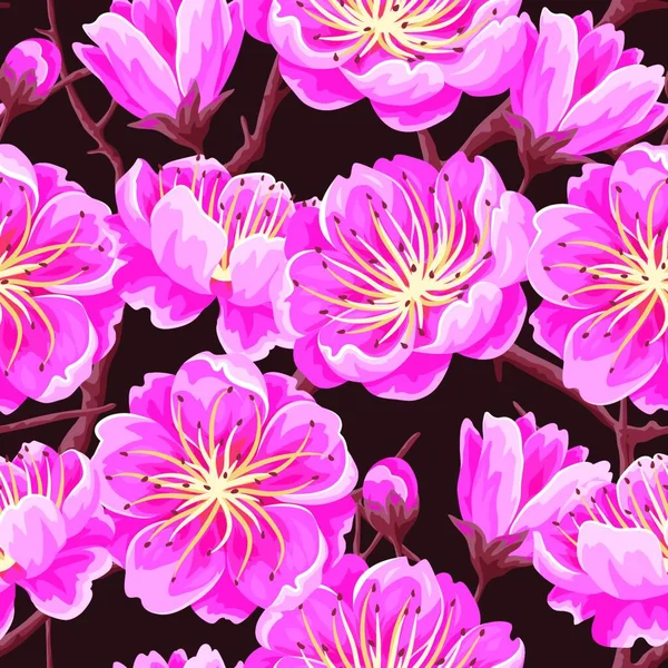 Безглазый Узор Сосиской Вишневым Сомом Цветочные Букеты Цветущих Цветов Безглазый — стоковый вектор