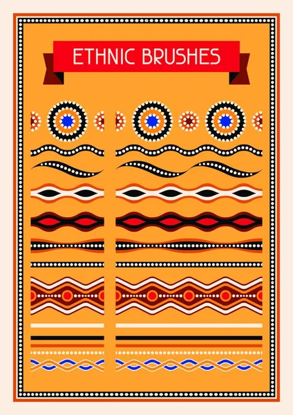 Brosses Motifs Ethniques Ornement Géométrique Traditionnel Australien Brosses Motifs Ethniques — Image vectorielle